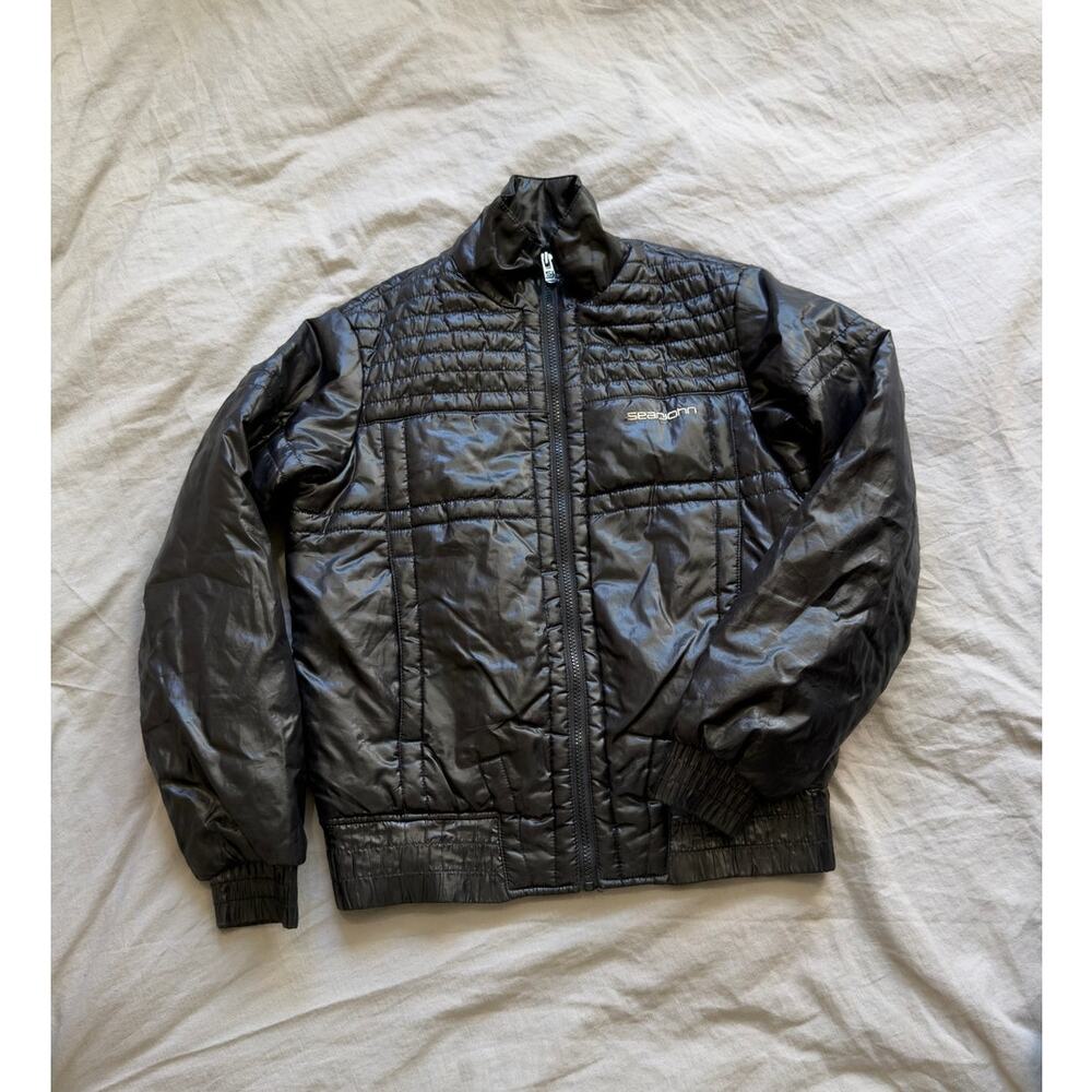 Sean‎ John Black Embroidered Puff Jacket Unisex Size S (8/10)